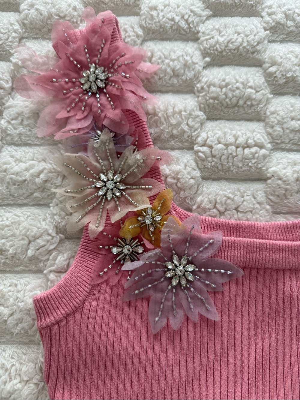 Aje Bronte Ribbed Floral Applique Tank Top - Picture 3 of 5